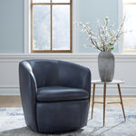 Ashley Furniture - Kierreys 100% Leather Swivel Chair - Ocean - Blue - Chairs - Additional View 1