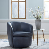 Ashley Furniture - Kierreys 100% Leather Swivel Chair - Ocean - Blue - Chairs - Additional View 1