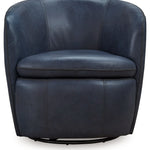 Ashley Furniture - Kierreys 100% Leather Swivel Chair - Ocean - Blue - Chairs - Additional View 2