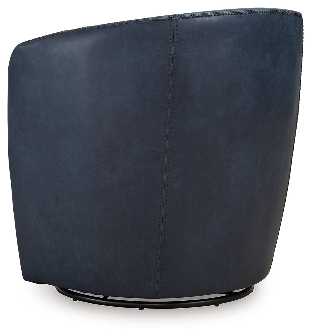 Ashley Furniture - Kierreys 100% Leather Swivel Chair - Ocean - Blue - Chairs - Additional View 4
