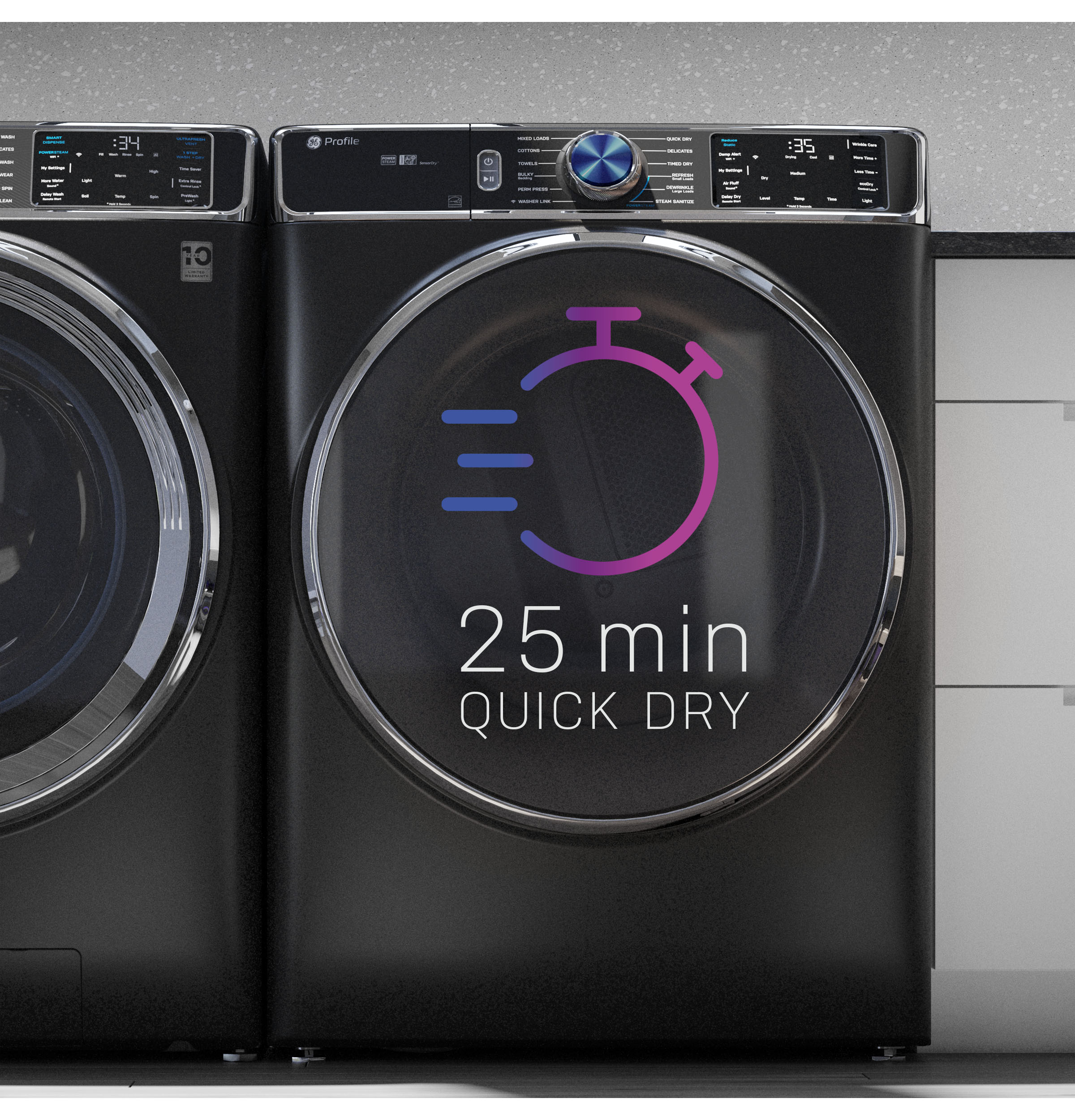 GE SAPPHIRE BLUE FRONT LOAD 7.8CU ELECTRIC DRYER WITH STEAM - Dryers - Additional View 5
