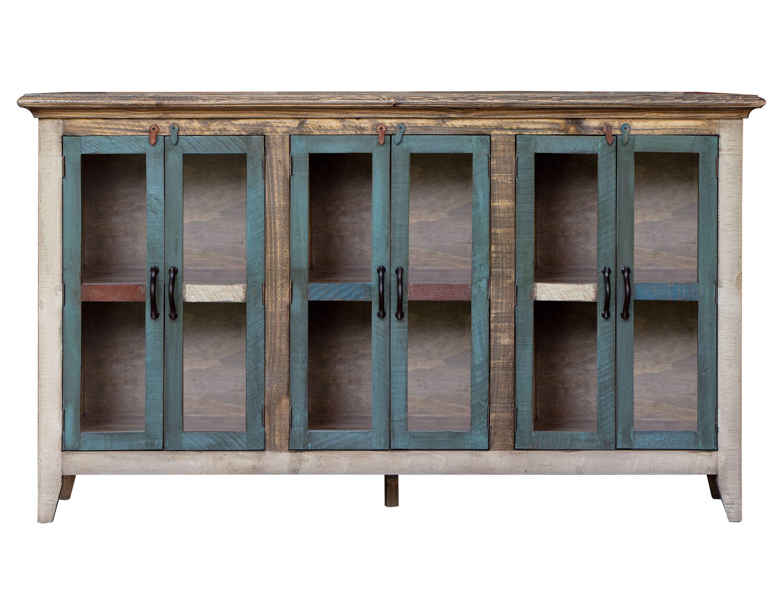 International Furniture Direct - ANTIQUE 73" CONSOLE - Light Brown Wood - Tables
