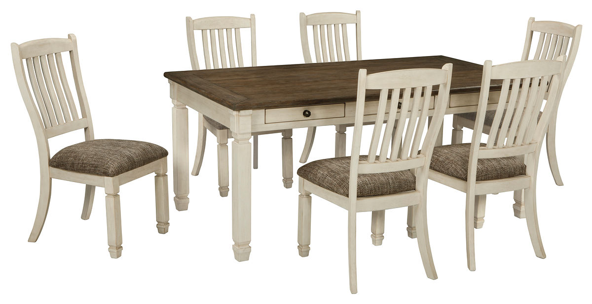 Ashley Furniture - Bolanburg 7 Piece Dining Set - Beige Fabric|Wood - Dining Room Sets