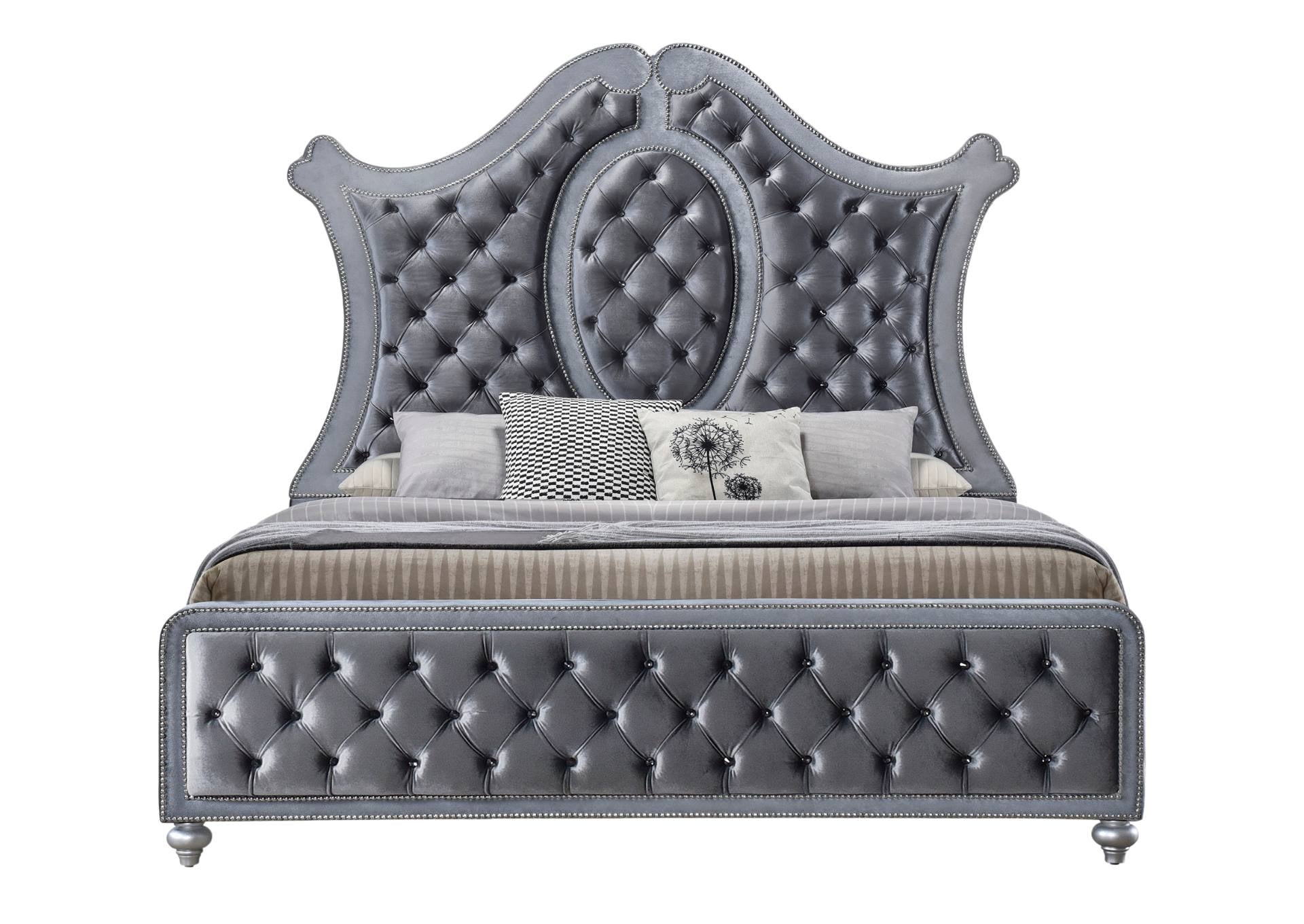 Cameo Queen Bed - Silver