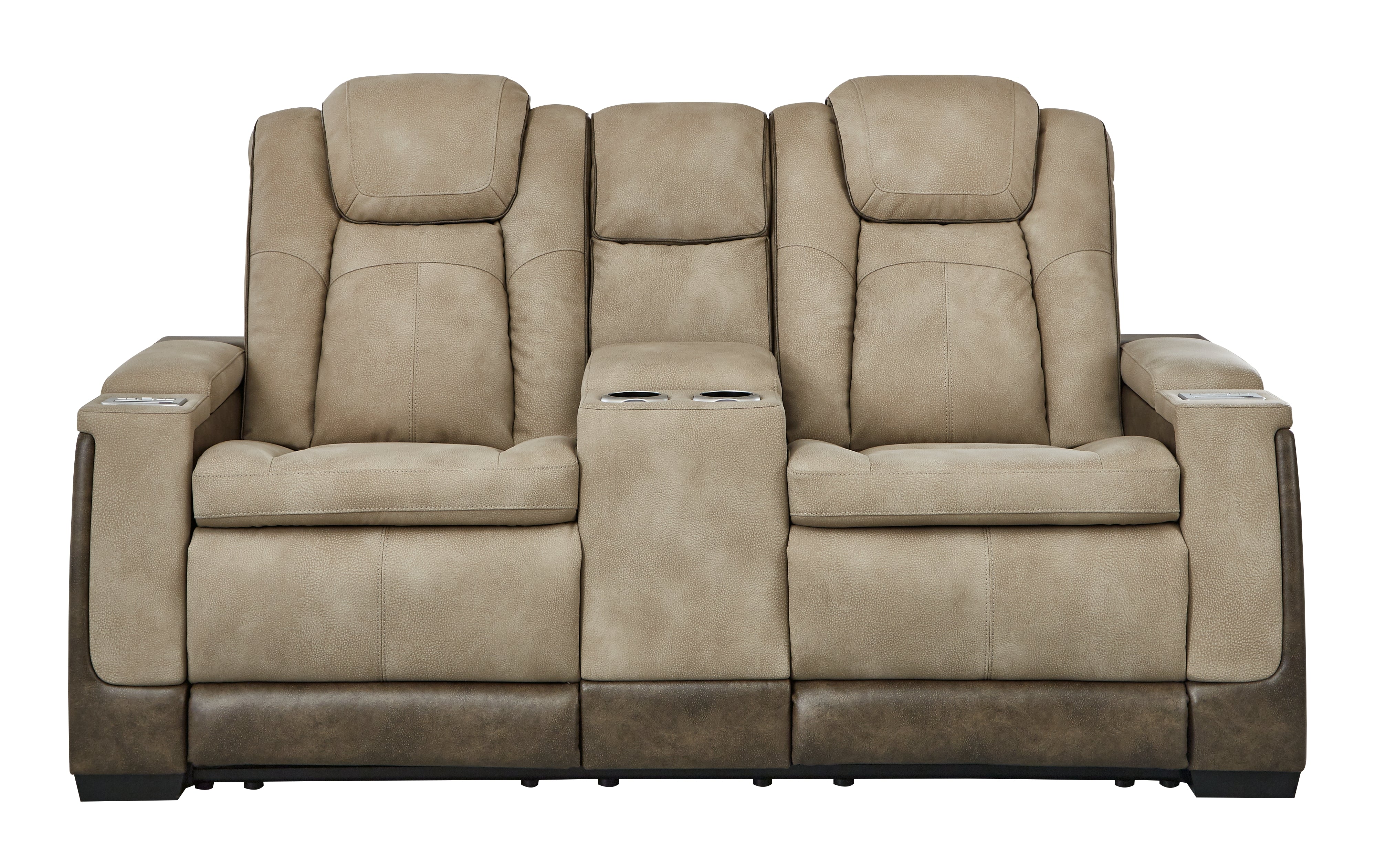 Ashley Furniture - Next-Gen Power Loveseat With Console - Sand - Beige Faux Leather - Loveseats - Additional View 1