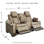 Ashley Furniture - Next-Gen Power Loveseat With Console - Sand - Beige Faux Leather - Loveseats - Additional View 2