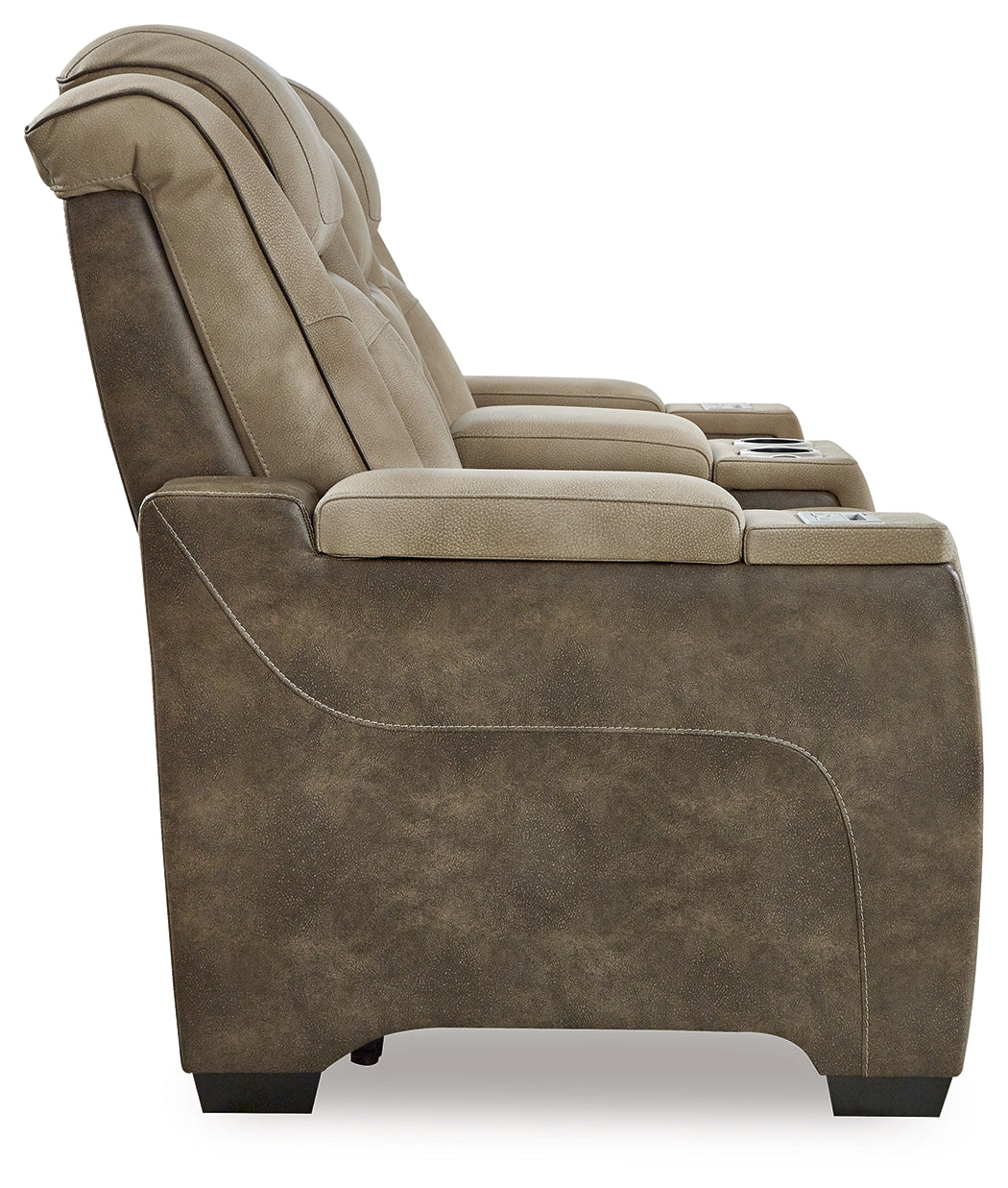 Ashley Furniture - Next-Gen Power Loveseat With Console - Sand - Beige Faux Leather - Loveseats - Additional View 3