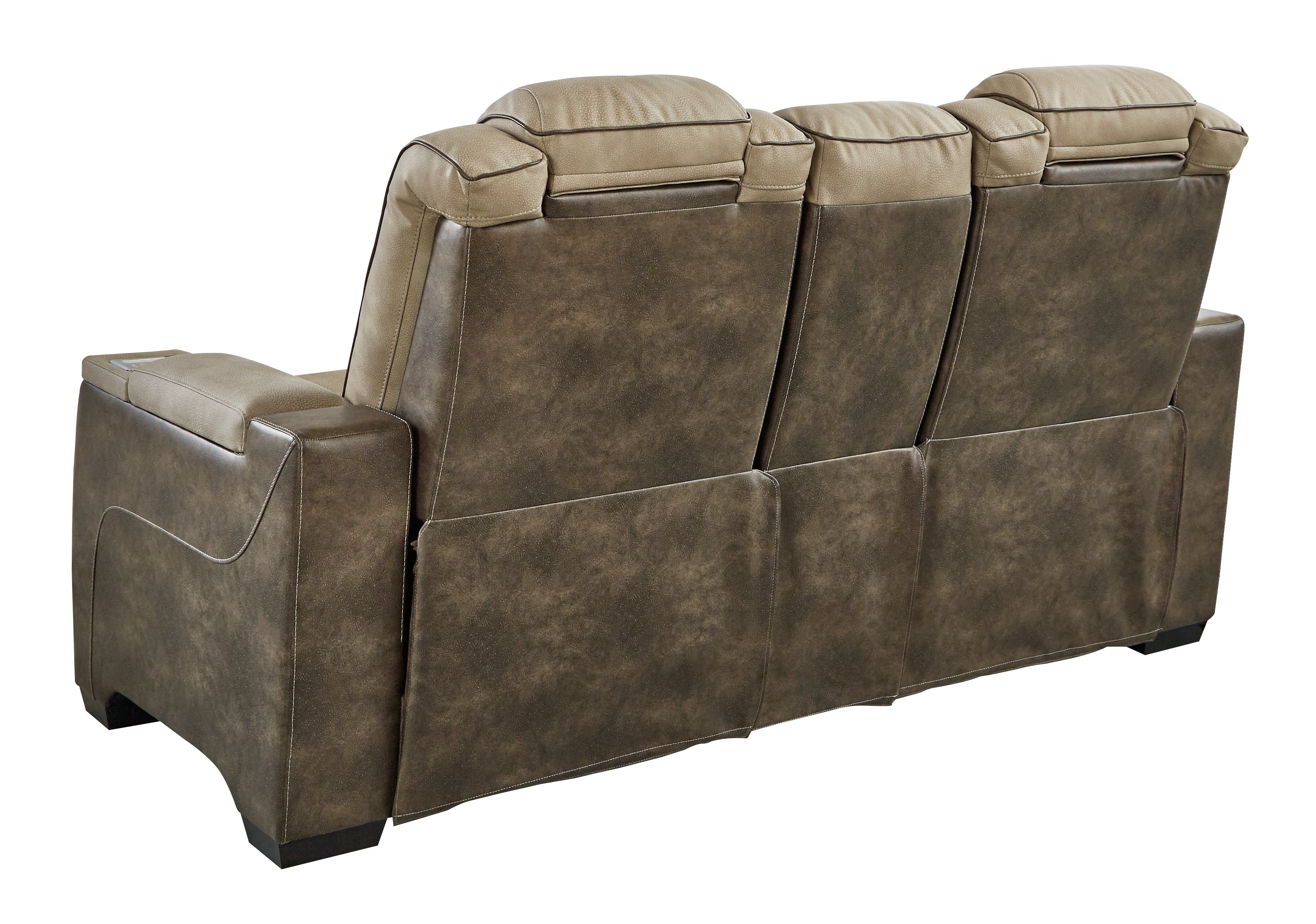 Ashley Furniture - Next-Gen Power Loveseat With Console - Sand - Beige Faux Leather - Loveseats - Additional View 4