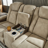 Ashley Furniture - Next-Gen Power Loveseat With Console - Sand - Beige Faux Leather - Loveseats - Additional View 5