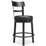 Ashley Furniture - Valebeck 24" Swivel Barstool - Black - Metal|Wood|Leather Match - Stools - Additional View 1