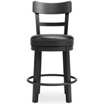 Ashley Furniture - Valebeck 24" Swivel Barstool - Black - Metal|Wood|Leather Match - Stools - Additional View 2