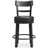 Ashley Furniture - Valebeck 24" Swivel Barstool - Black - Metal|Wood|Leather Match - Stools - Additional View 2