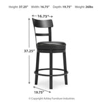 Ashley Furniture - Valebeck 24" Swivel Barstool - Black - Metal|Wood|Leather Match - Stools - Additional View 3