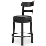 Ashley Furniture - Valebeck 24" Swivel Barstool - Black - Metal|Wood|Leather Match - Stools - Additional View 4