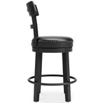 Ashley Furniture - Valebeck 24" Swivel Barstool - Black - Metal|Wood|Leather Match - Stools - Additional View 5