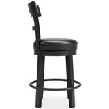 Ashley Furniture - Valebeck 24" Swivel Barstool - Black - Metal|Wood|Leather Match - Stools - Additional View 5