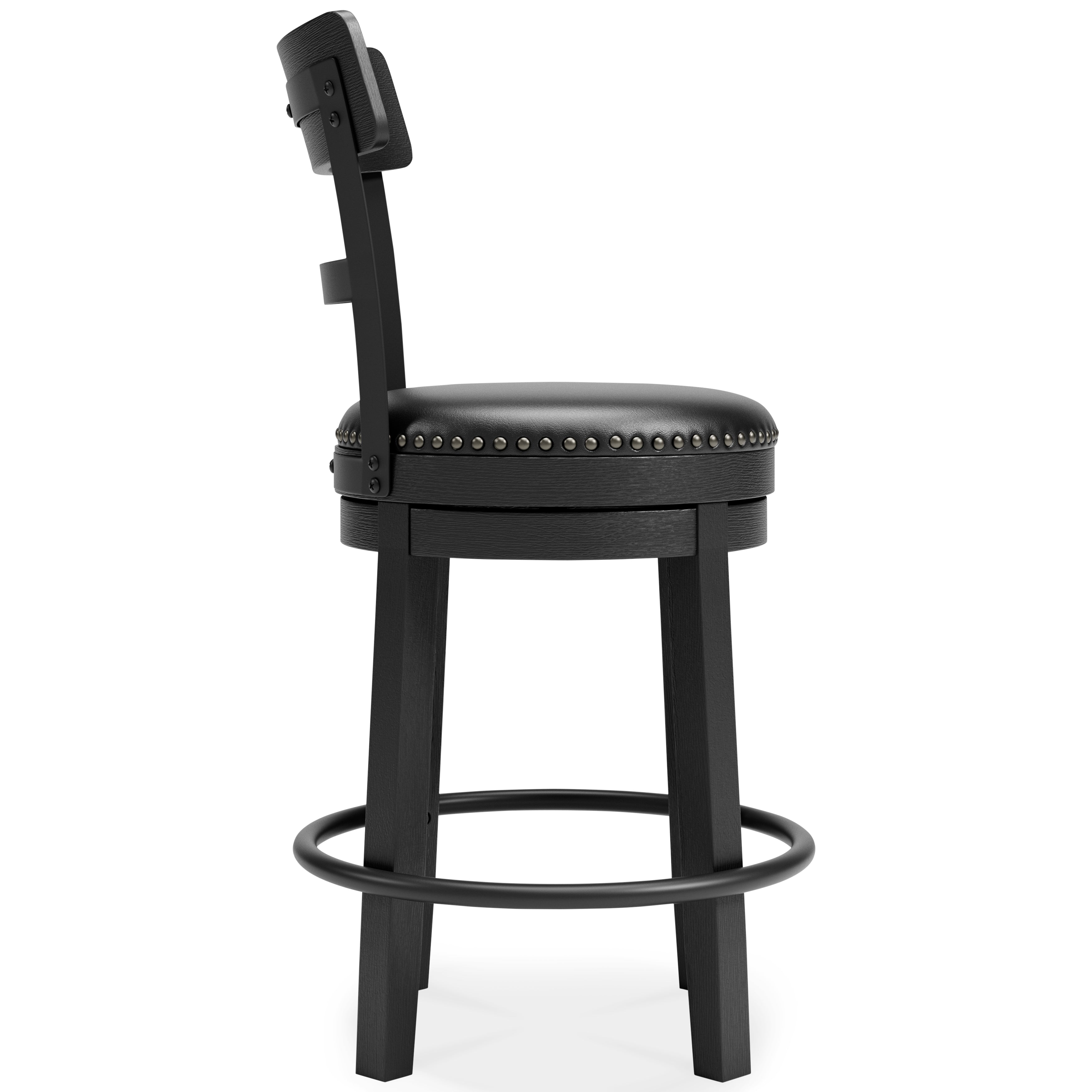 Ashley Furniture - Valebeck 24" Swivel Barstool - Black - Metal|Wood|Leather Match - Stools - Additional View 5