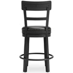 Ashley Furniture - Valebeck 24" Swivel Barstool - Black - Metal|Wood|Leather Match - Stools - Additional View 6