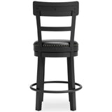 Ashley Furniture - Valebeck 24" Swivel Barstool - Black - Metal|Wood|Leather Match - Stools - Additional View 6