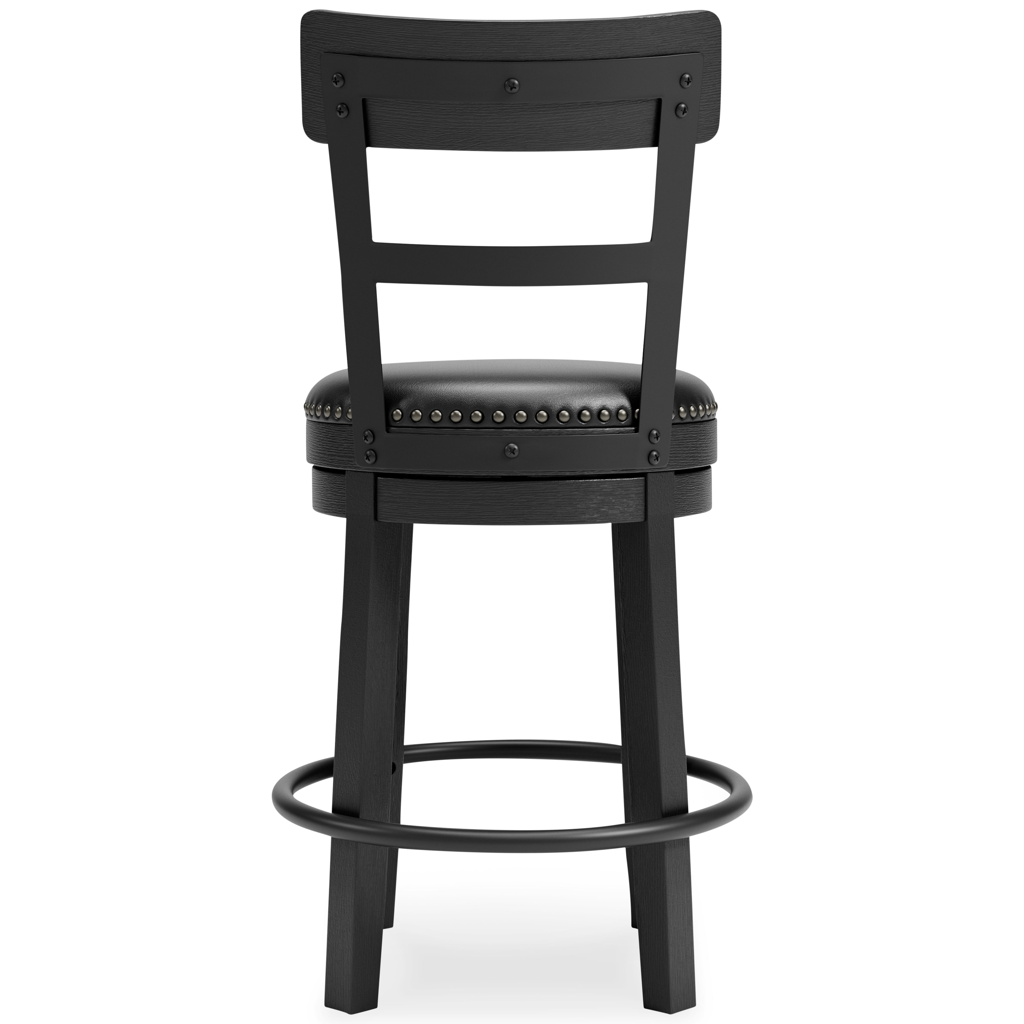 Ashley Furniture - Valebeck 24" Swivel Barstool - Black - Metal|Wood|Leather Match - Stools - Additional View 6