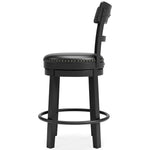 Ashley Furniture - Valebeck 24" Swivel Barstool - Black - Metal|Wood|Leather Match - Stools - Additional View 7