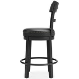 Ashley Furniture - Valebeck 24" Swivel Barstool - Black - Metal|Wood|Leather Match - Stools - Additional View 7