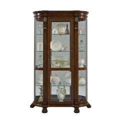 Pulaski Furniture - CURVED END CURIO - Dark Brown Wood|Glass - Cabinets