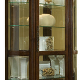 Pulaski Furniture - CURVED END CURIO - Dark Brown Wood|Glass - Cabinets - Additional View 1