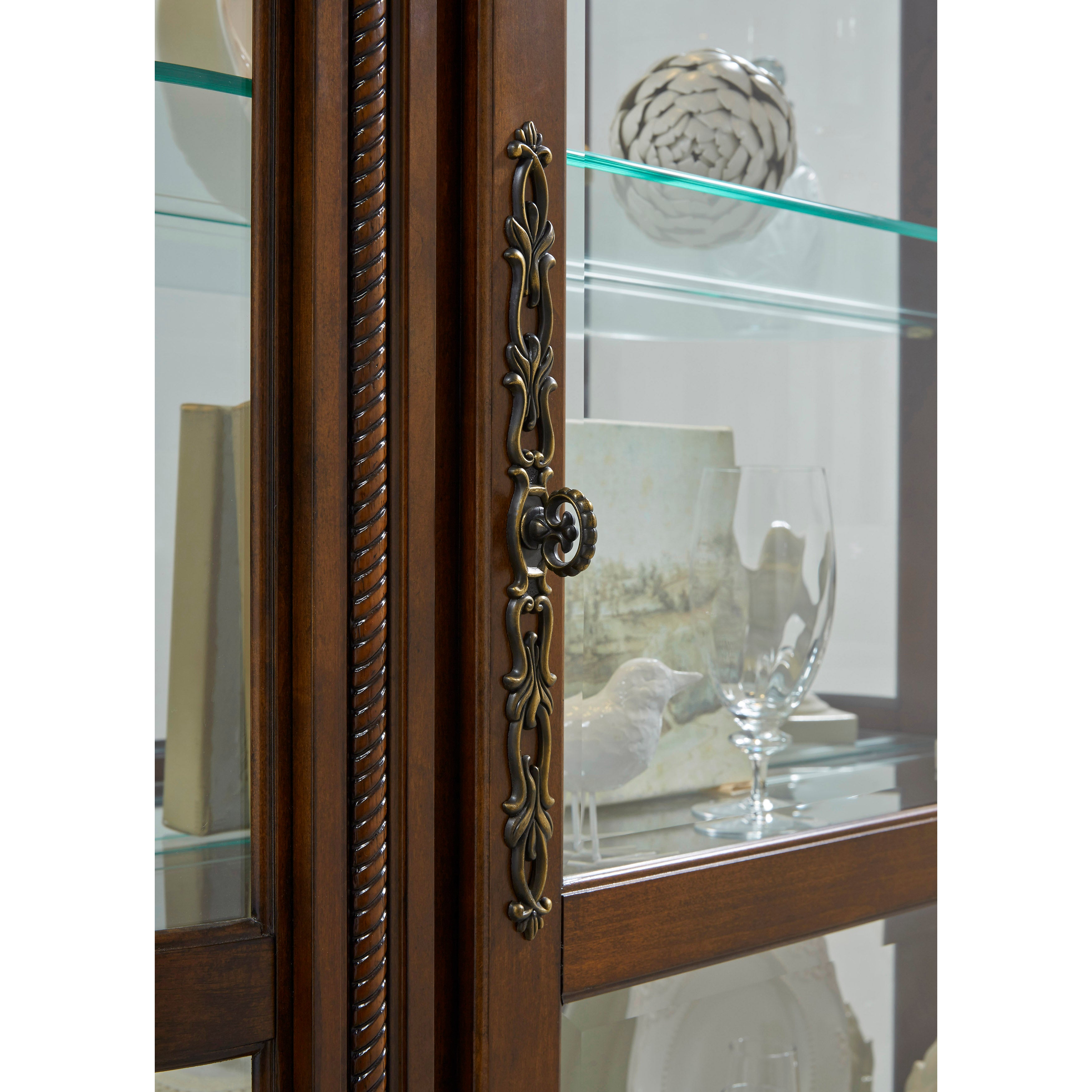 Pulaski Furniture - CURVED END CURIO - Dark Brown Wood|Glass - Cabinets - Additional View 5