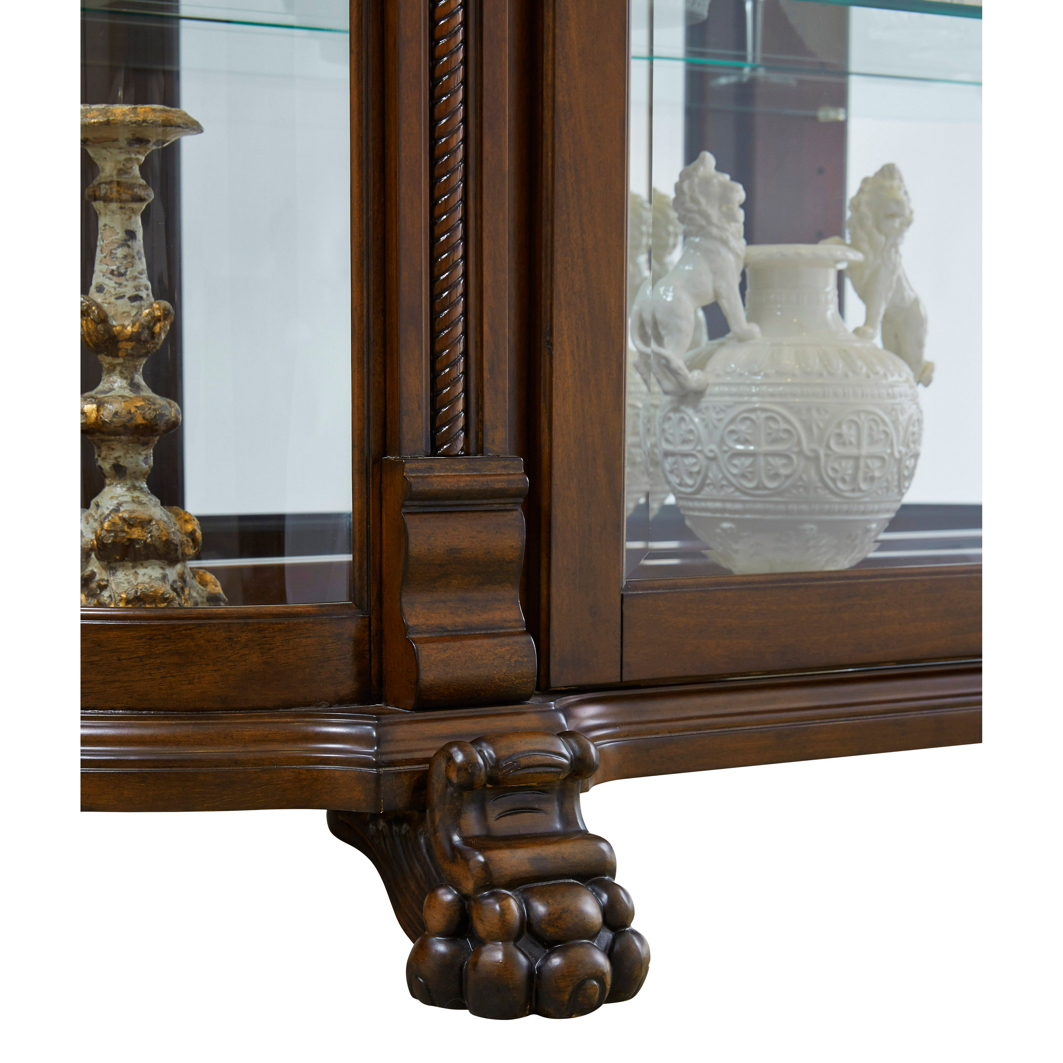 Pulaski Furniture - CURVED END CURIO - Dark Brown Wood|Glass - Cabinets - Additional View 6