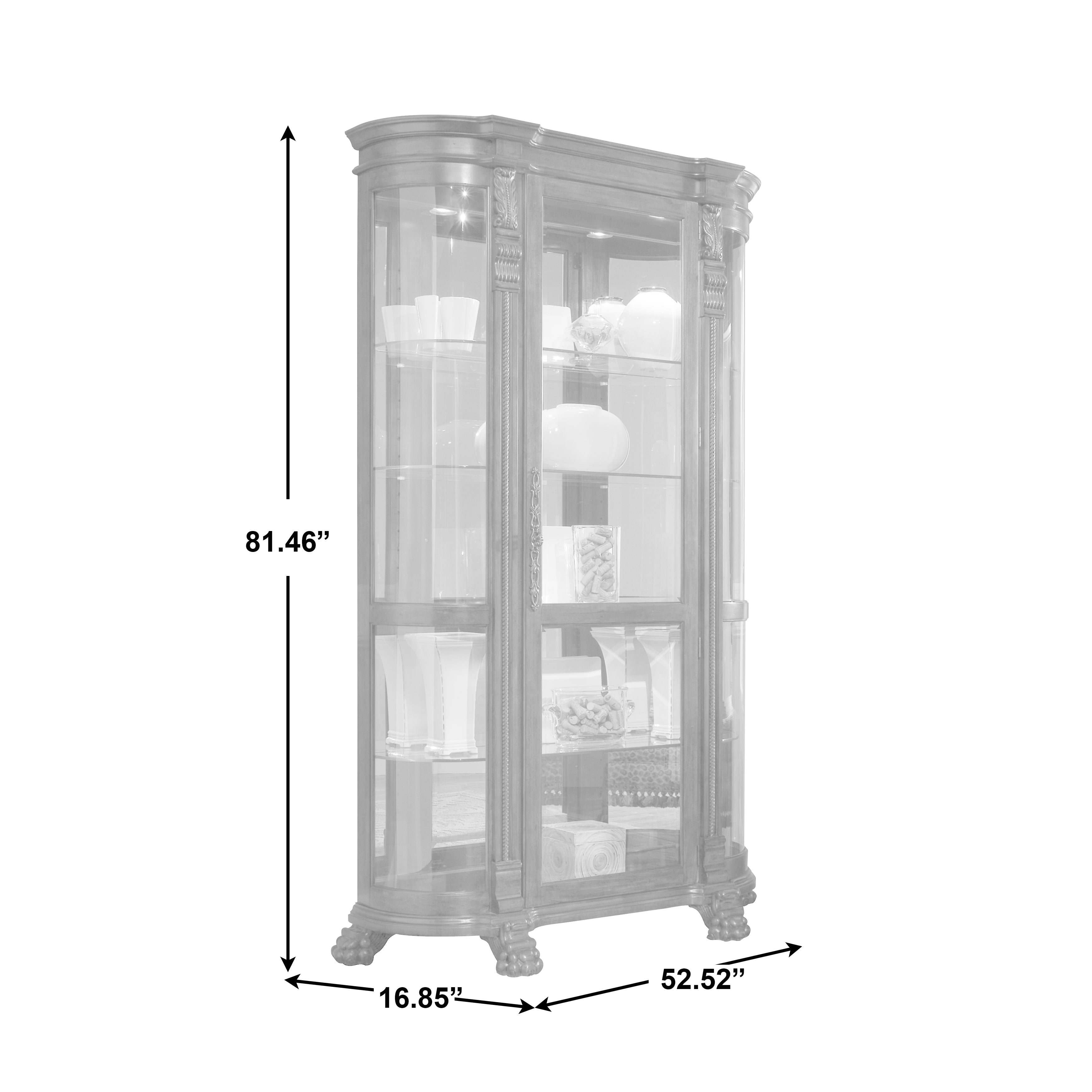 Pulaski Furniture - CURVED END CURIO - Dark Brown Wood|Glass - Cabinets - Additional View 8