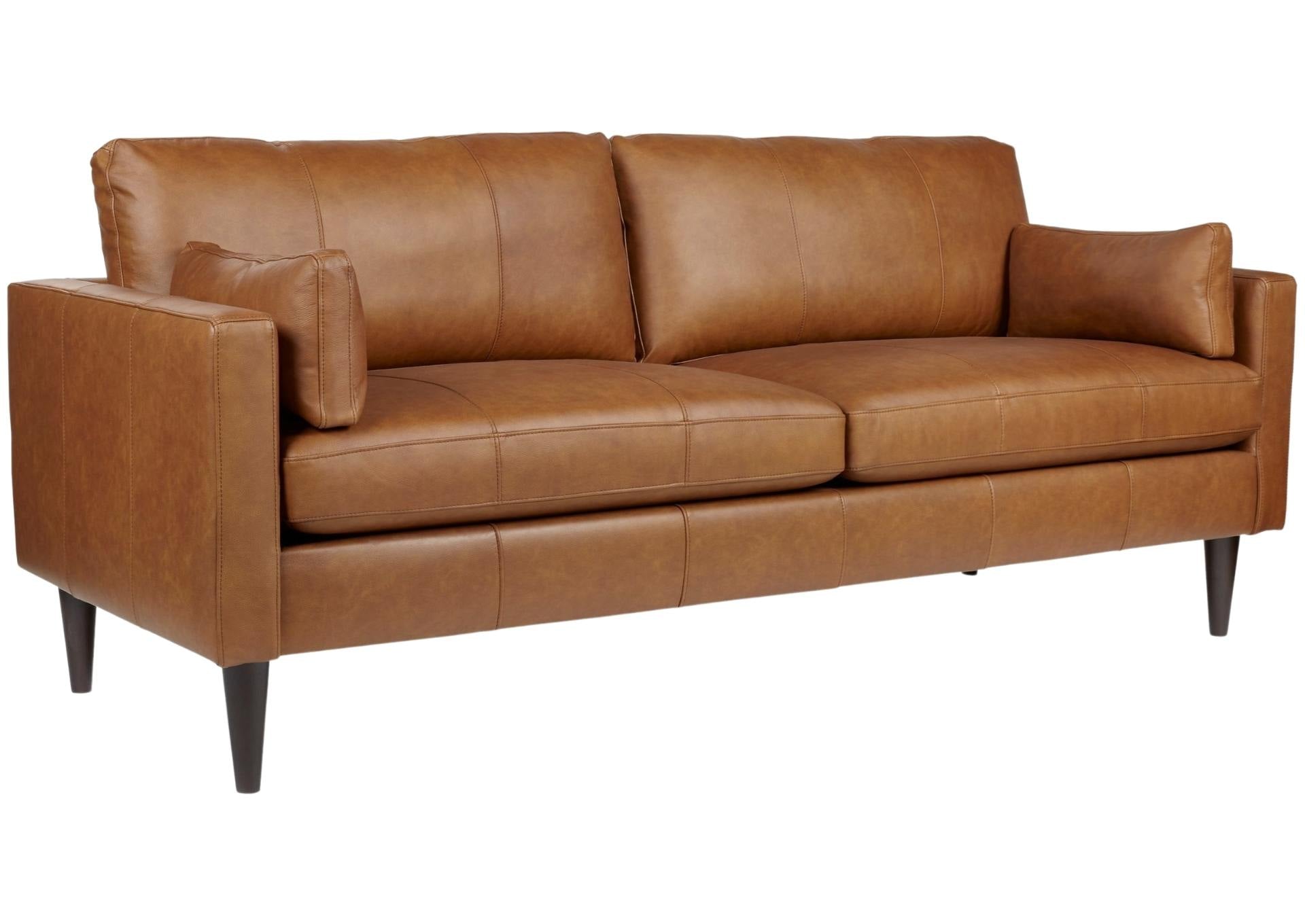 TRAFTON RUST LEATHER SOFA - Additional View 1
