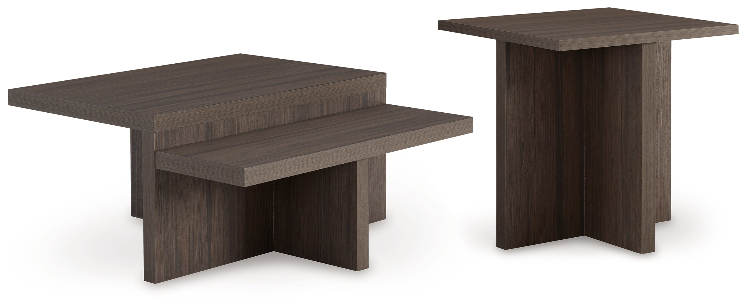 Ashley Furniture - ZENDEX 2 PIECE OCCASIONAL TABLE SET - Dark Brown Wood - Tables