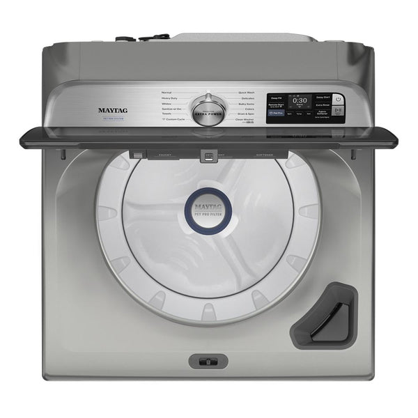 Whirlpool - MAYTAG SILVER 5.2CU TOP LOAD PET PRO WASHER - Pearl Silver Steel - Washers - Additional View 11