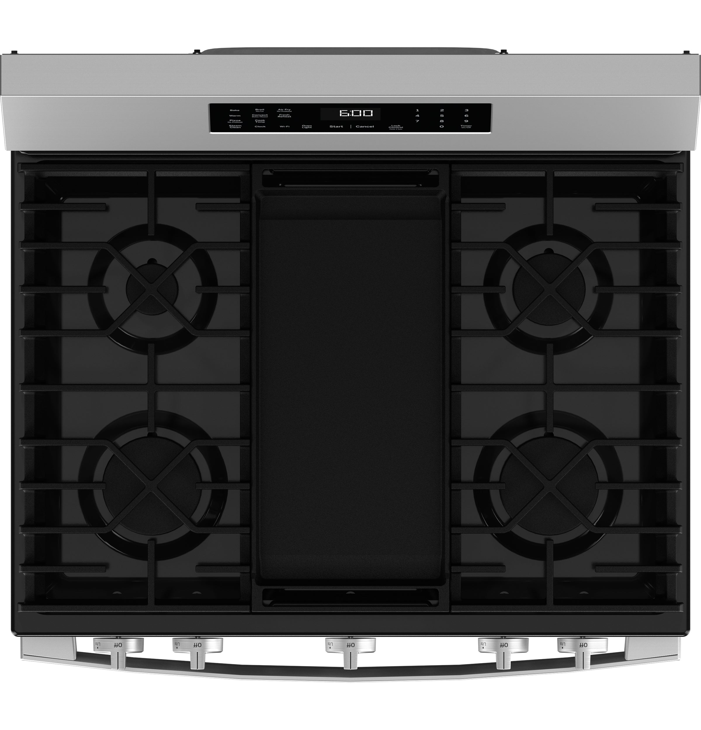 GE STAINLESS STEEL GAS CONVECTION AIR FRY RANGE - Pearl Silver|Black - Ranges - Additional View 1