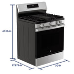 GE STAINLESS STEEL GAS CONVECTION AIR FRY RANGE - Pearl Silver|Black - Ranges - Additional View 33