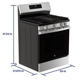 GE STAINLESS STEEL GAS CONVECTION AIR FRY RANGE - Pearl Silver|Black - Ranges - Additional View 33