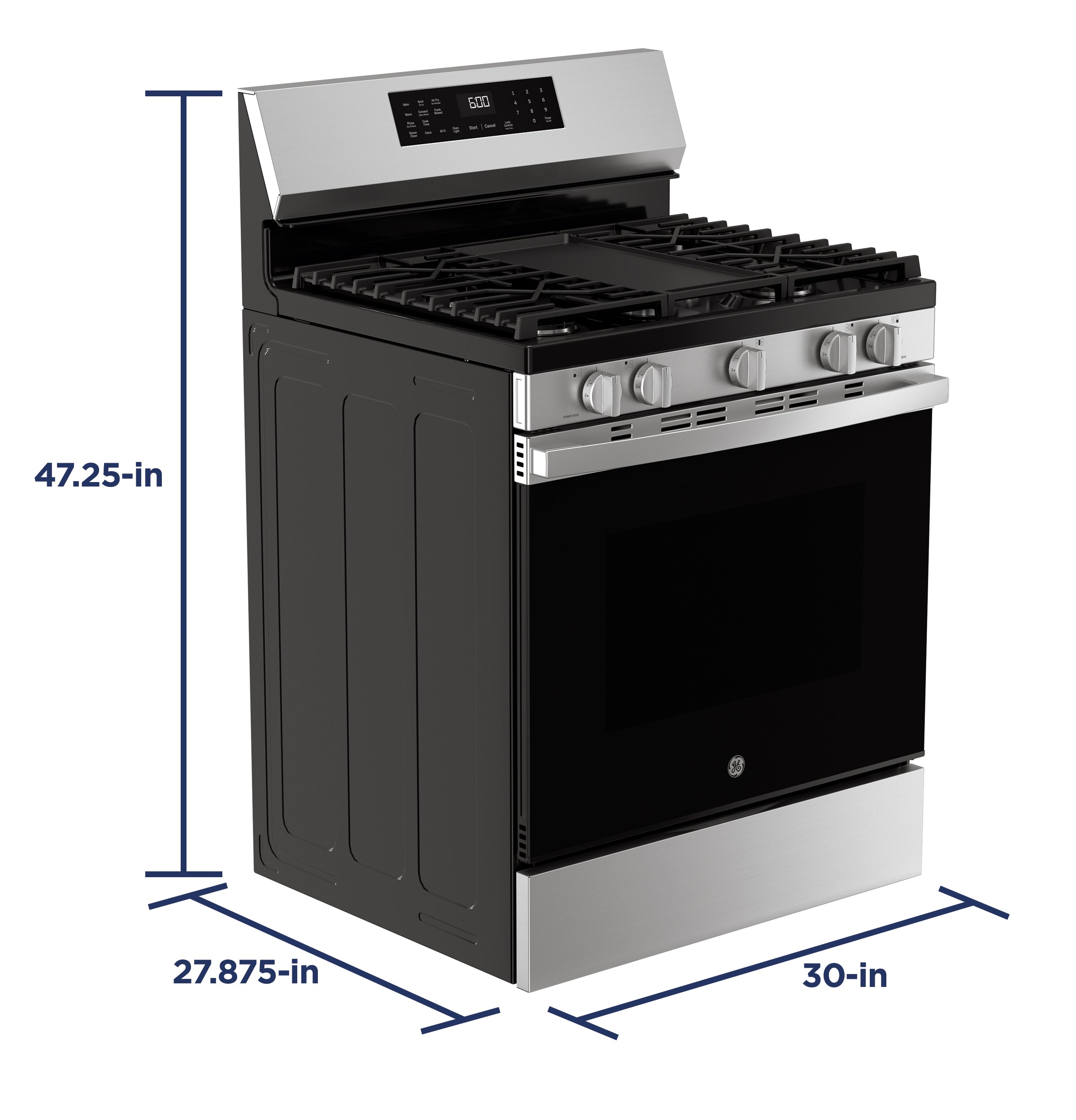 GE STAINLESS STEEL GAS CONVECTION AIR FRY RANGE - Pearl Silver|Black - Ranges - Additional View 33