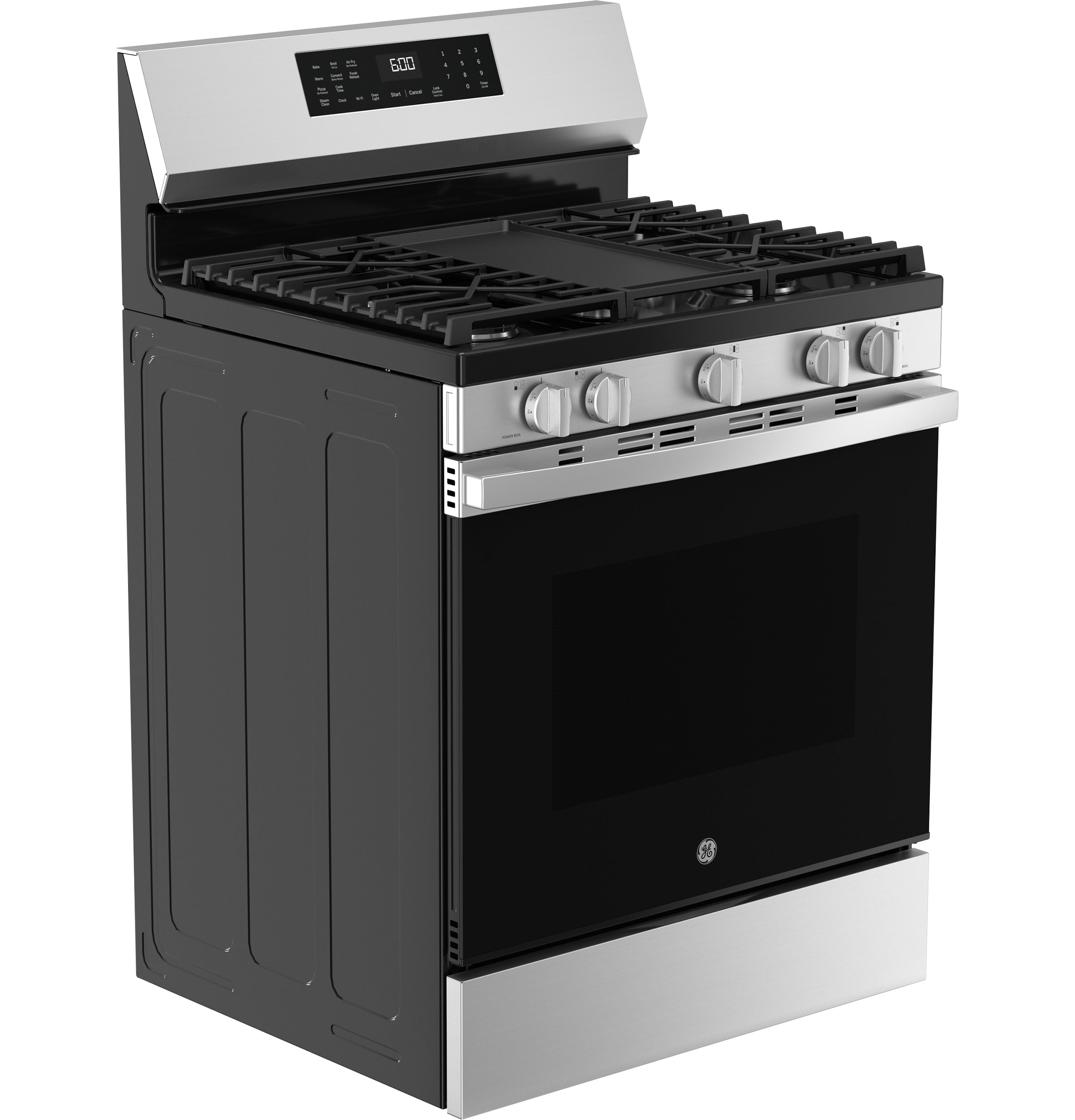 GE STAINLESS STEEL GAS CONVECTION AIR FRY RANGE - Pearl Silver|Black - Ranges - Additional View 34