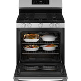 GE STAINLESS STEEL GAS CONVECTION AIR FRY RANGE - Pearl Silver|Black - Ranges - Additional View 3
