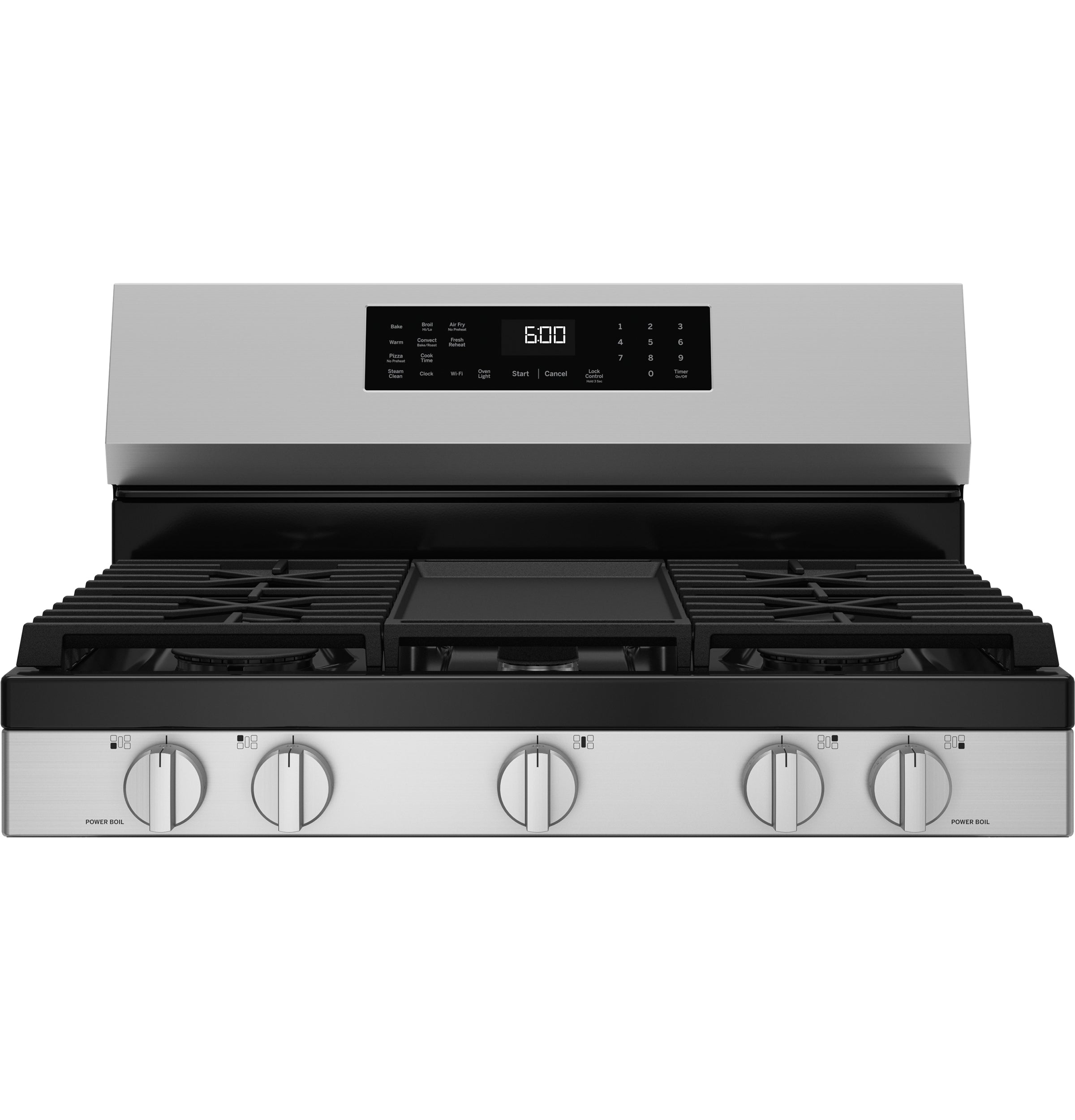 GE STAINLESS STEEL GAS CONVECTION AIR FRY RANGE - Pearl Silver|Black - Ranges - Additional View 4