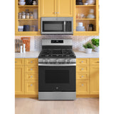 GE STAINLESS STEEL GAS CONVECTION AIR FRY RANGE - Pearl Silver|Black - Ranges - Additional View 5