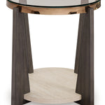 Ashley Furniture - FRAZWA ROUND END TABLE - Dark Gray Glass|Wood - Tables - Additional View 2