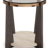 Ashley Furniture - FRAZWA ROUND END TABLE - Dark Gray Glass|Wood - Tables - Additional View 2