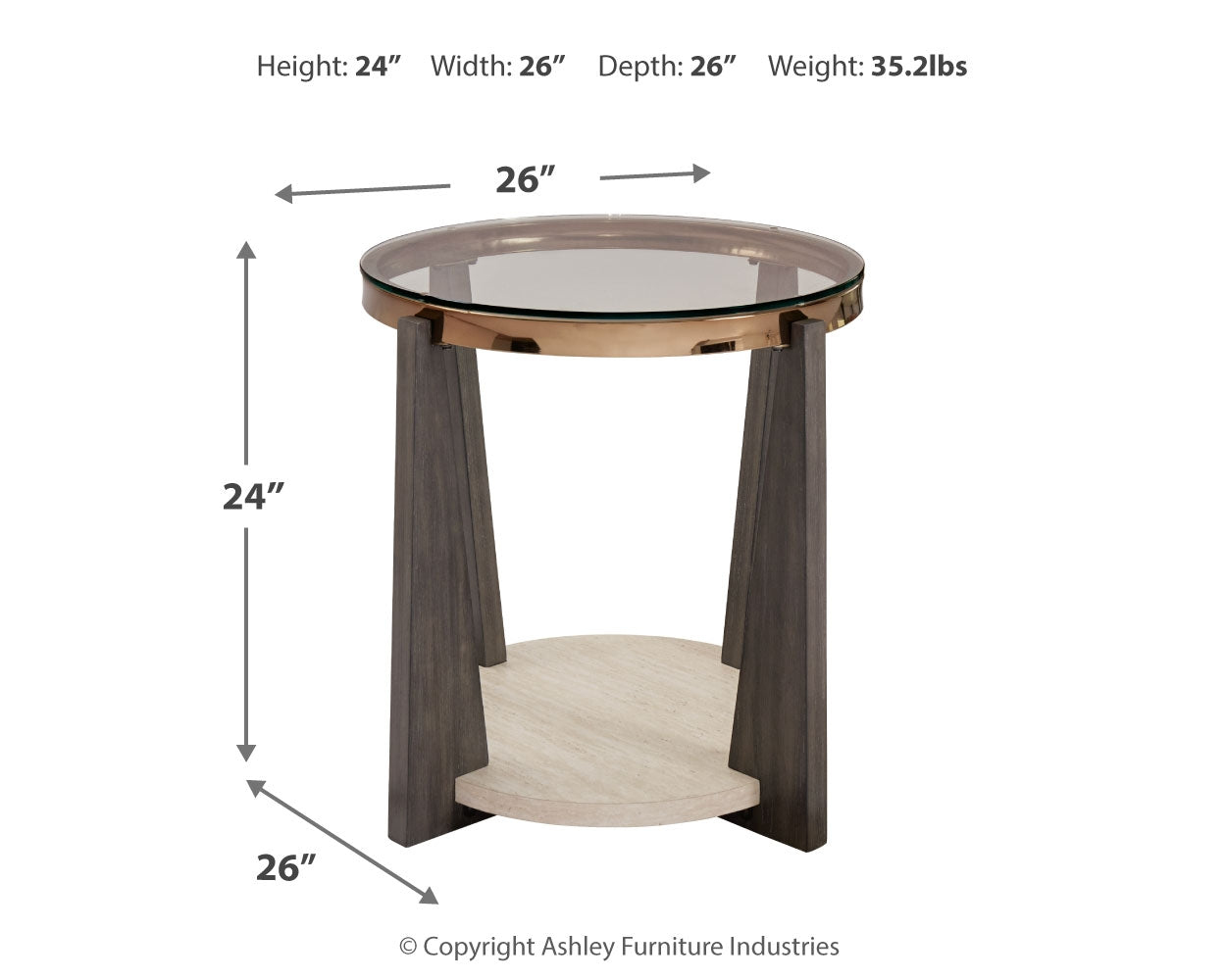 Ashley Furniture - FRAZWA ROUND END TABLE - Dark Gray Glass|Wood - Tables - Additional View 4