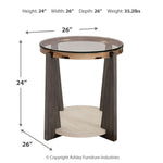 Ashley Furniture - FRAZWA ROUND END TABLE - Dark Gray Glass|Wood - Tables - Additional View 4