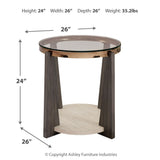Ashley Furniture - FRAZWA ROUND END TABLE - Dark Gray Glass|Wood - Tables - Additional View 4