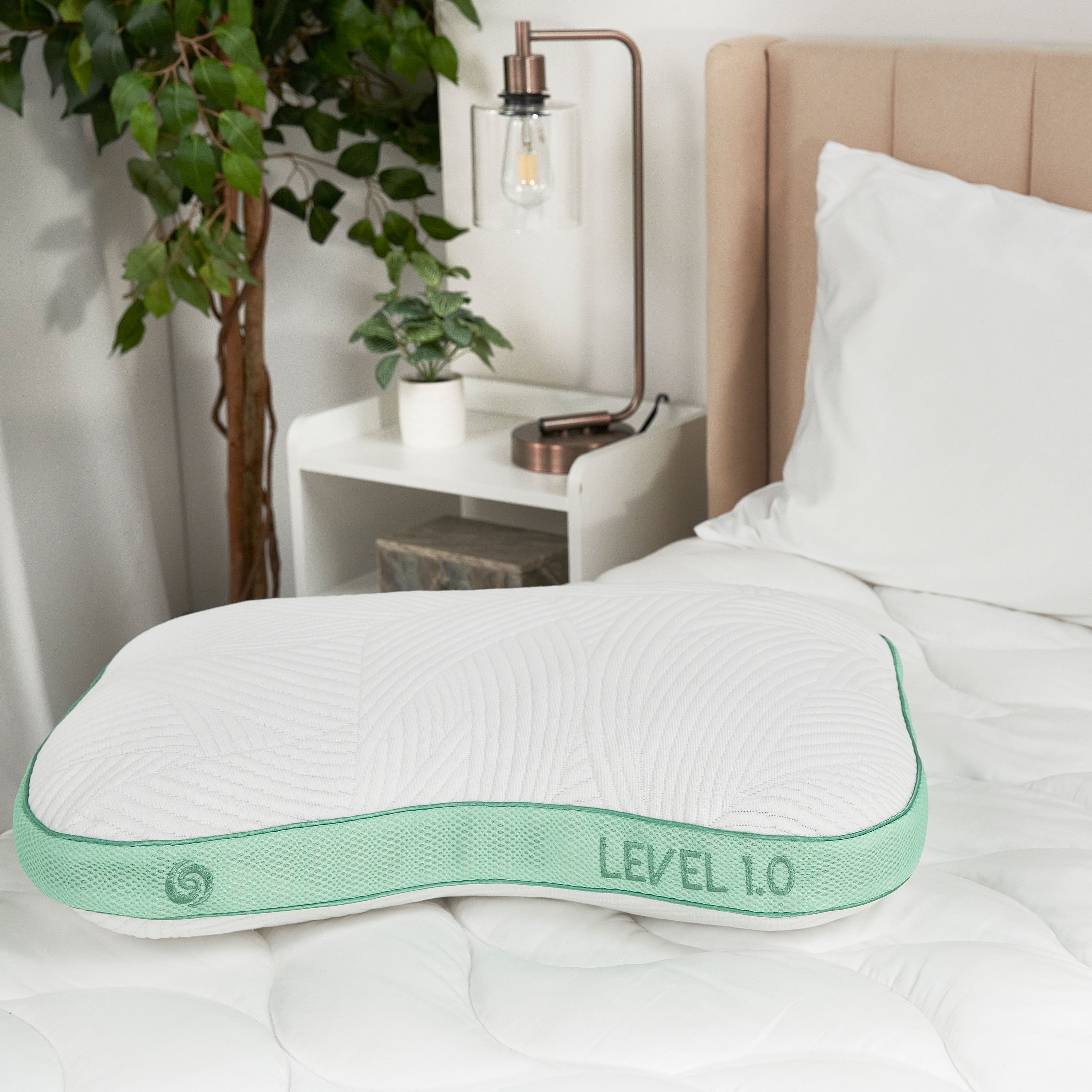 Bedgear - Level Transition 2.0 Back Sleeper Pillow - White|Green Fabric - Pillows - Additional View 6