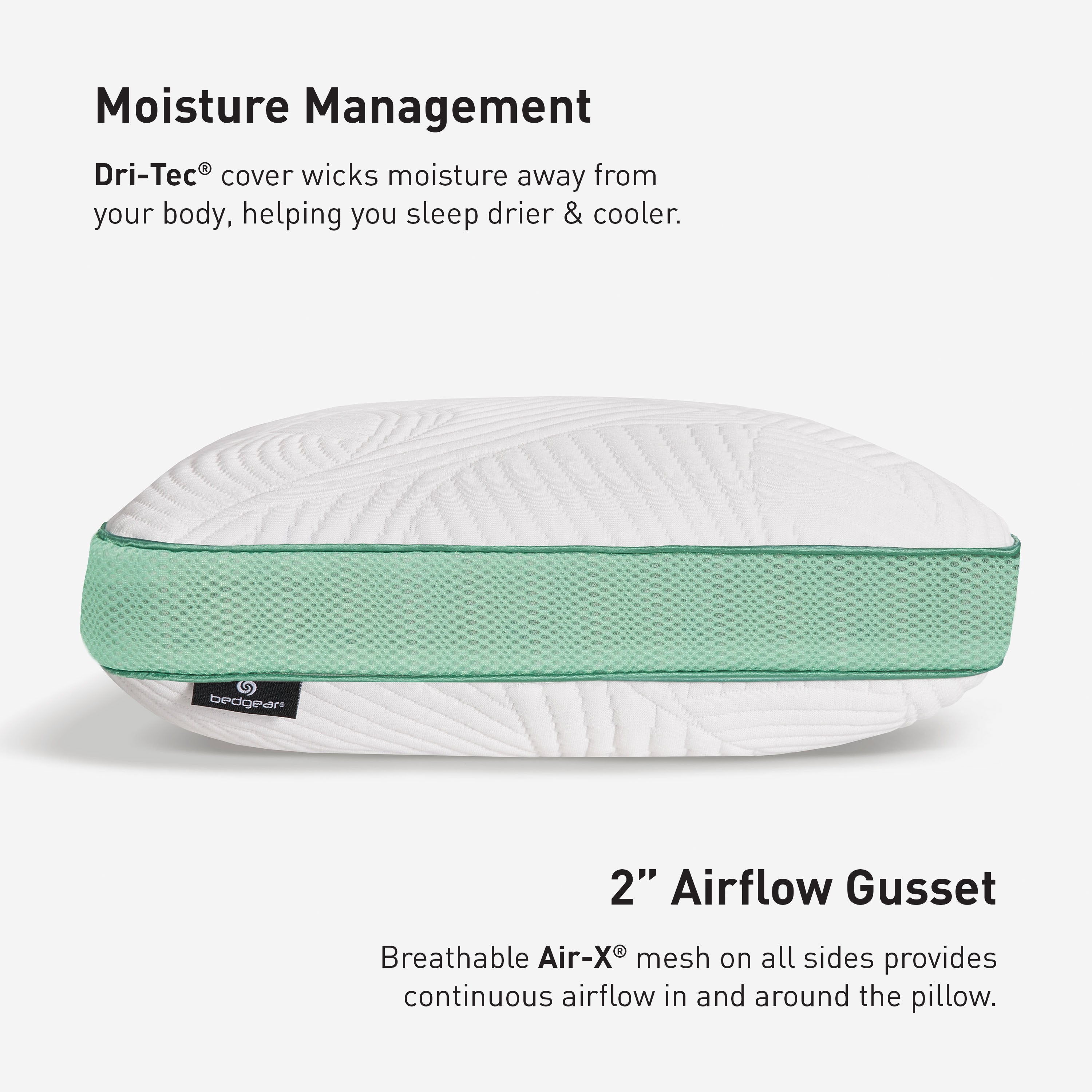 Bedgear - Level Transition 2.0 Back Sleeper Pillow - White|Green Fabric - Pillows - Additional View 8