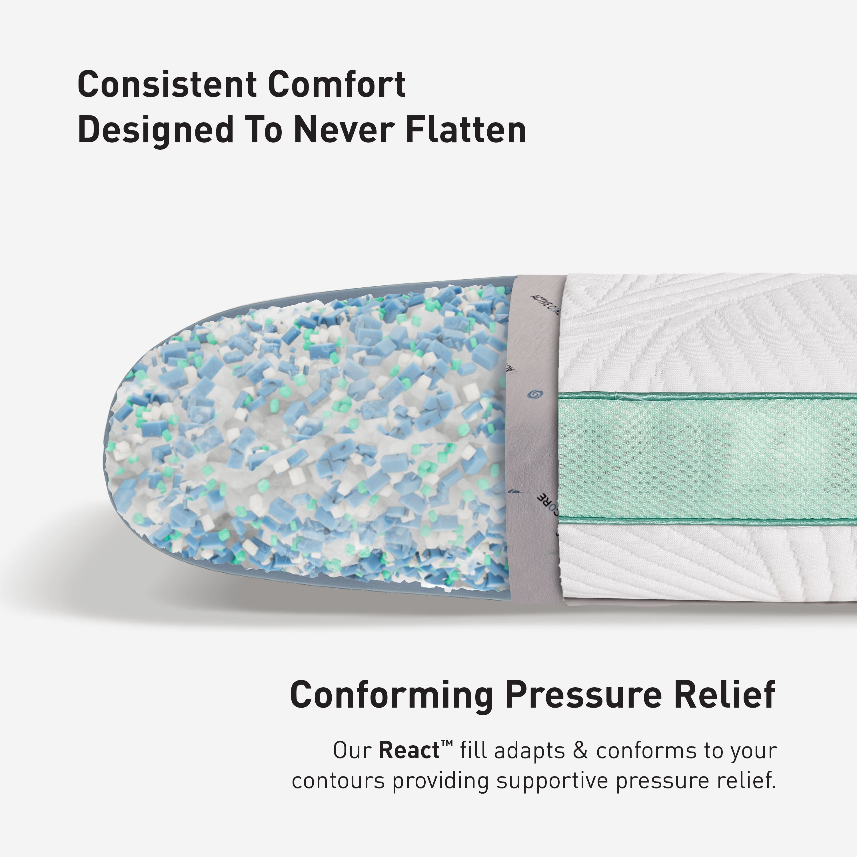 Bedgear - Level Transition 2.0 Back Sleeper Pillow - White|Green Fabric - Pillows - Additional View 9